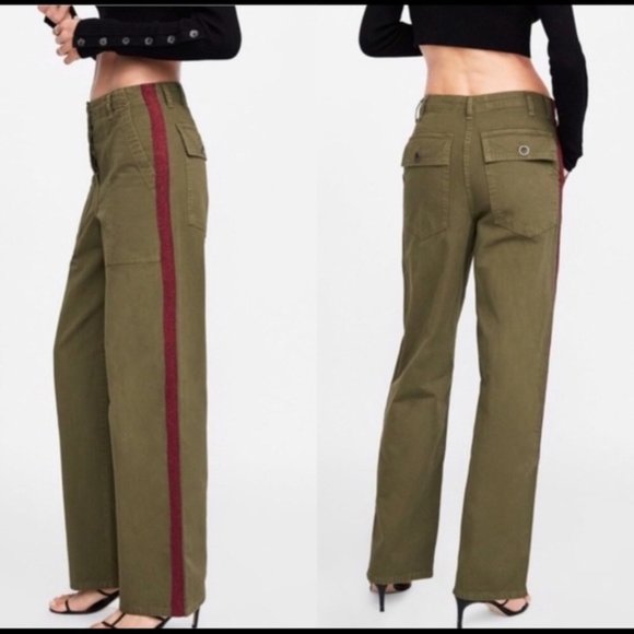 Zara Pants - Zara Worker Straight Pants Trousers Green Chinos